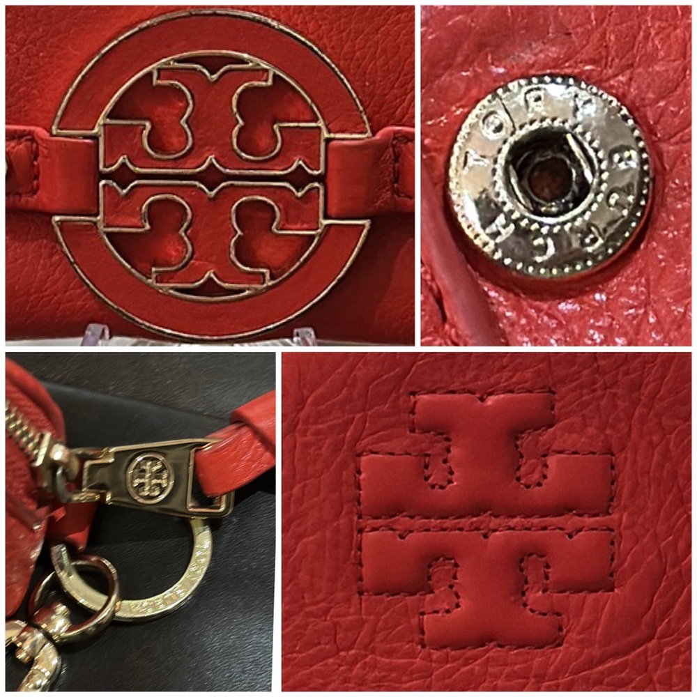 Authentic Tory Burch Wallet & Cosmetics Pouch BUNDLE in Red, Soft Pebble Leather - Picture 8 of 16